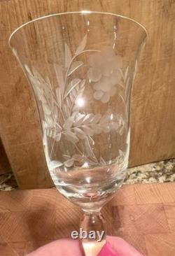 Vtg Colony Danube Etched Wine Goblets Set Of 12 w Wheat & Berries Patten. MINT