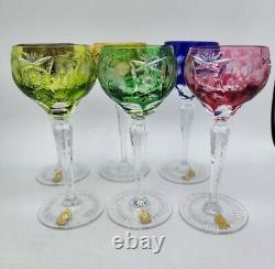 Vtg NACHTMANN Traube Bohemian Cut To Clear Hock Wine Glasses Goblets Set of 6