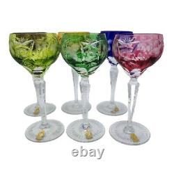 Vtg NACHTMANN Traube Bohemian Cut To Clear Hock Wine Glasses Goblets Set of 6