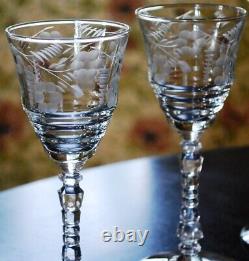 Vtg Set 10 ROCK SHARPE Cut Crystal 3005-4 Wine Glasses Stem 3005 6.75 Floral