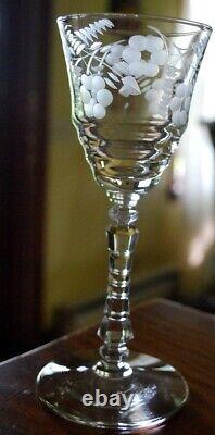 Vtg Set 10 ROCK SHARPE Cut Crystal 3005-4 Wine Glasses Stem 3005 6.75 Floral