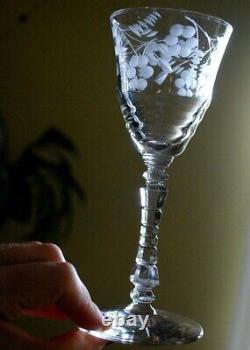 Vtg Set 10 ROCK SHARPE Cut Crystal 3005-4 Wine Glasses Stem 3005 6.75 Floral