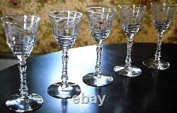 Vtg Set 10 ROCK SHARPE Cut Crystal 3005-4 Wine Glasses Stem 3005 6.75 Floral