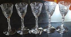 Vtg Set 10 ROCK SHARPE Cut Crystal 3005-4 Wine Glasses Stem 3005 6.75 Floral