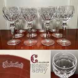 Vtg Set 12 WATERFORD CRYSTAL Curraghmore Hocks Tall Goblets Wine Glasses IRELAND