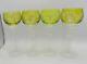 Vtg Set of 4 Bohemian Yellow Cut-to-Clear Crystal Wine Glasses Grape 8.25