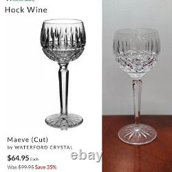 Vtg Set of 6 WATERFORD CRYSTAL Maeve/Tramore Hocks Goblets/Wine Glasses IRELAND