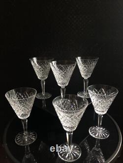 WATERFORD CRYSTAL ALANA CLARET WATER WINE GLASSES SET of SIX Acid Etched 7 EUC