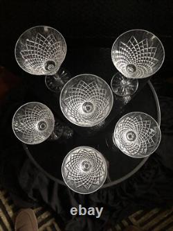 WATERFORD CRYSTAL ALANA CLARET WATER WINE GLASSES SET of SIX Acid Etched 7 EUC