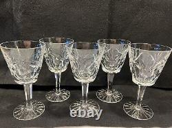 WATERFORD CRYSTAL ASHLING 5 Claret Wine Glasses 5 7/8 EUC