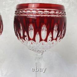WATERFORD CRYSTAL Claredon Wine Stems Hocks Ruby Red Cut-to-Clear 7.75-inch