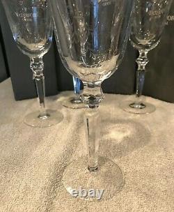 WATERFORD CRYSTAL Four Charlemont Water / Wine Goblets with Etching & Gold Trim