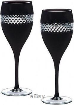 WATERFORD CRYSTAL John Rocha Black Cut Red Wine Glasses Set of 2