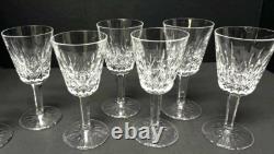 WATERFORD CRYSTAL Lismore 5-7/8 Claret Wine Glasses IRELAND 6pc Set Stamped