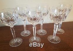 WATERFORD CRYSTAL SET of 6 LISMORE BALLOON WINE GOBLET GLASSES EXCELLENT