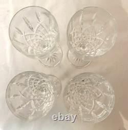 WATERFORD Crystal Araglin Water Red Wine Glasses Goblets 7 7/8 Tall Set of 4