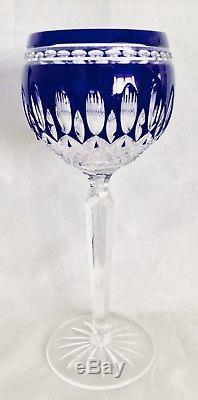 WATERFORD Crystal CLARENDON COBALT Blue Wine Hocks Set / 2 RETIRED In BOX