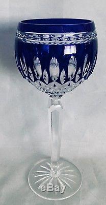 WATERFORD Crystal CLARENDON COBALT Blue Wine Hocks Set / 2 RETIRED In BOX