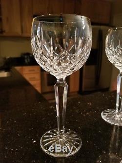 WATERFORD Crystal Ireland LISMORE Pattern 6- WINE HOCK GLASSES Goblets 7 3/8