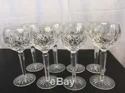WATERFORD Crystal Ireland LISMORE Pattern 8- WINE HOCK GLASSES Goblets 7 5/8