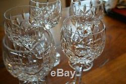 WATERFORD Cut Crystal LISMORE Pattern 5- WINE HOCKS Glasses Stems 7 3/8 Tall