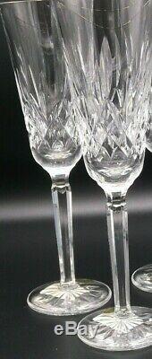 WATERFORD GOLDEN LISMORE Champagne Flutes Set of 2 NEW crystal wine glass tall
