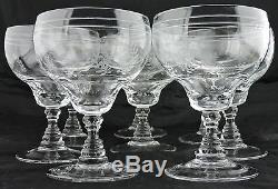 Waterford Great Room Crystal Large Wine/water Glass Leaves Etched Set 8 Stemware