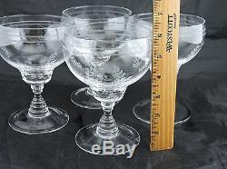 Waterford Great Room Crystal Large Wine/water Glass Leaves Etched Set 8 Stemware