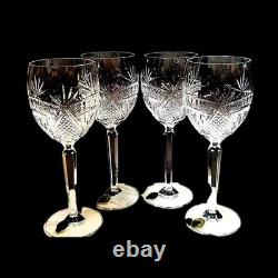 WATERFORD SEAHORSE NOUVEAU WINE GLASSES, 8 1/2, Cut Lead Crystal, 4PCS In Box