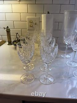 WATERFORD Set 7 Large And 9 Small BROOKSIDE CRYSTAL WINE GLASSES