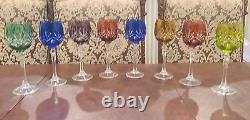 WMF Cristal Cabinet Set of 8 Multi Color Crystal Wine Glass Handcut