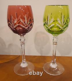 WMF Cristal Cabinet Set of 8 Multi Color Crystal Wine Glass Handcut