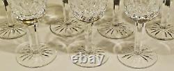 Waterford 5 1/2 LISMORE CUT CRYSTAL SET 7 White WINE Glasses Stems MINT