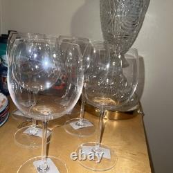 Waterford Balloon Crystal Stunning Wine Glasses Goblets-Set of 6 New 9hX 3.5W