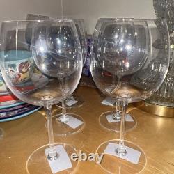 Waterford Balloon Crystal Stunning Wine Glasses Goblets-Set of 6 New 9hX 3.5W