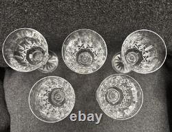 Waterford Ballyshannon Claret Wine Crystal Glasses 6 7/8 Set of 5. Ireland