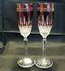 Waterford Clarendon Ruby Red Cut to Clear Crystal Wine Champagne Flutes