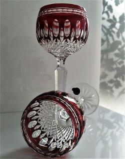 Waterford Clarendon Ruby Red lead crystal Wine goblets pair