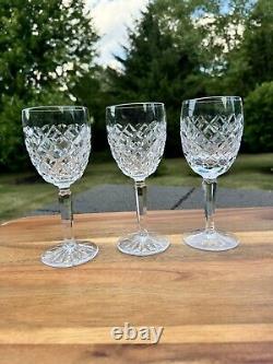 Waterford Clear Crystal Comeragh Wine Glasses Goblets 6 1/2 Tall Set Of 3