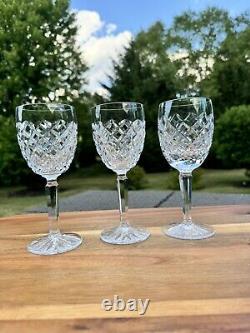 Waterford Clear Crystal Comeragh Wine Glasses Goblets 6 1/2 Tall Set Of 3