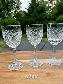 Waterford Clear Crystal Comeragh Wine Glasses Goblets 6 1/2 Tall Set Of 3