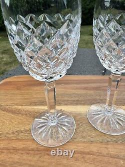 Waterford Clear Crystal Comeragh Wine Glasses Goblets 6 1/2 Tall Set Of 3