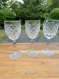 Waterford Clear Crystal Comeragh Wine Glasses Goblets 6 1/2 Tall Set Of 3