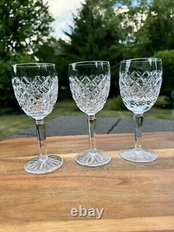 Waterford Clear Crystal Comeragh Wine Glasses Goblets 6 1/2 Tall Set Of 3