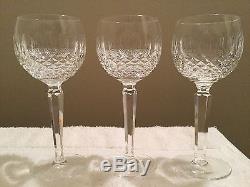 Waterford Crystal 3 Colleen Hock Wine Glasses mint condition