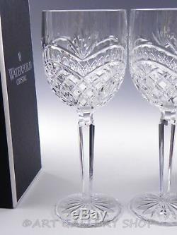 Waterford Crystal ARTISAN WINE WATER HOCK GOBLETS PAIR Signed Fred Curtis Boxes