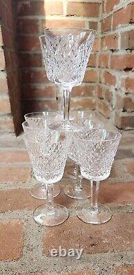 Waterford Crystal Alana Claret Pattern 8 Wine Glasses Fine Fancy Cross Hatch