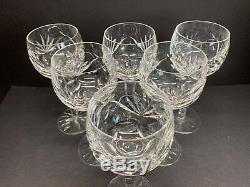Waterford Crystal Ashling Cut Wine Hock Goblet Glass 7.25 Tall MINT SET OF 6