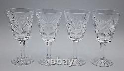 Waterford Crystal Ashling Pattern White Wine Glasses ca 5 5/8 Tall Set of 4