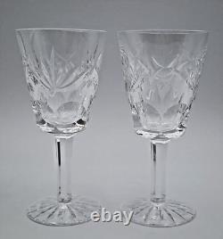 Waterford Crystal Ashling Pattern White Wine Glasses ca 5 5/8 Tall Set of 4